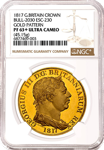 Британская золотая крона образца 1817 года NGC PF 63+ Ultra Cameo - Аверс - Миниатюра