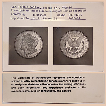 Фото сертификата ANACS (Тип 3.0) - Миниатюра