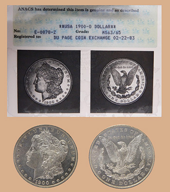 Фото сертификата ANACS (Тип 5) - Миниатюра