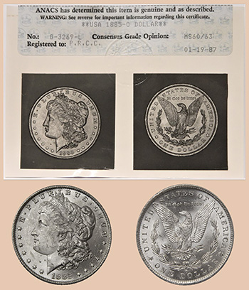 Фото сертификата ANACS (Тип 8) - Миниатюра