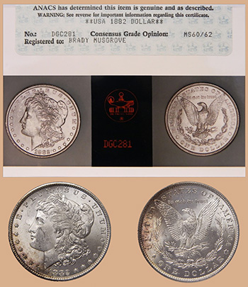 Фото сертификата ANACS (Тип 9) - Миниатюра