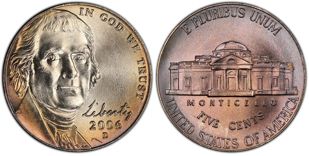 Пять центов - Джефферсон Никель - 2005-P MS66 PCGS - Возвращение в Монтичелло