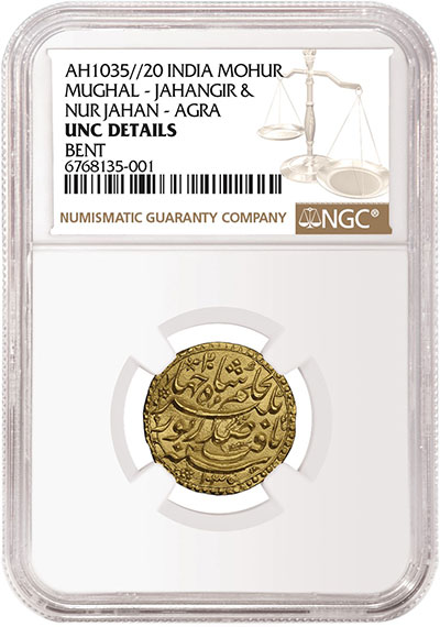 Золотая монета - India Mohur - Jahangir & Nur Jahan - NGC UNC Details - Аверс - Миниатюра